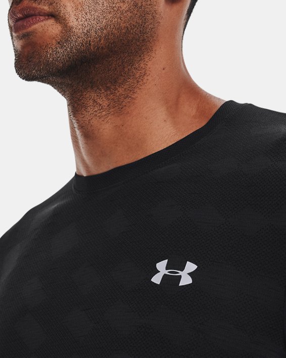 Men's UA Seamless Radial Short Sleeve, Black, pdpMainDesktop image number 4